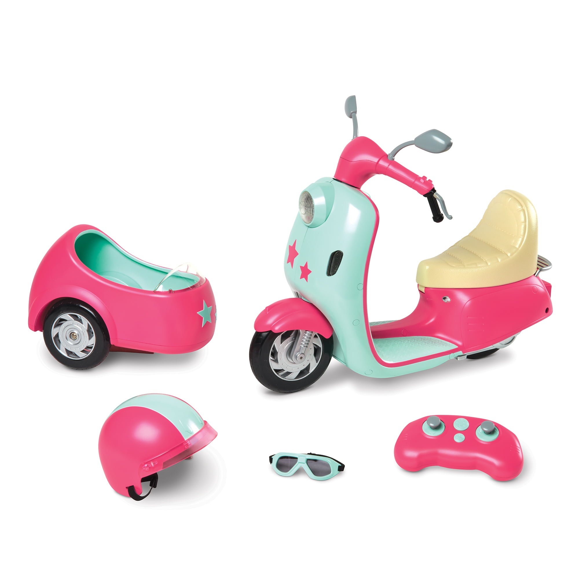 My Life As RC Scooter with Detachable Sidecar for Riding Buddy for 18” Doll