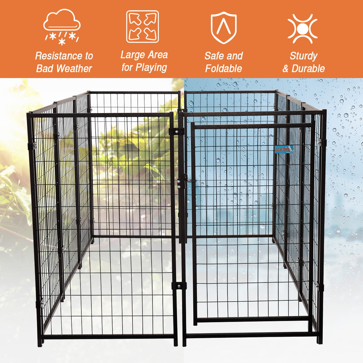 Coziwow 10-Piece Outdoor Dog Kennel Heavy-Duty Metal Dog Fence Enclosure 47''H