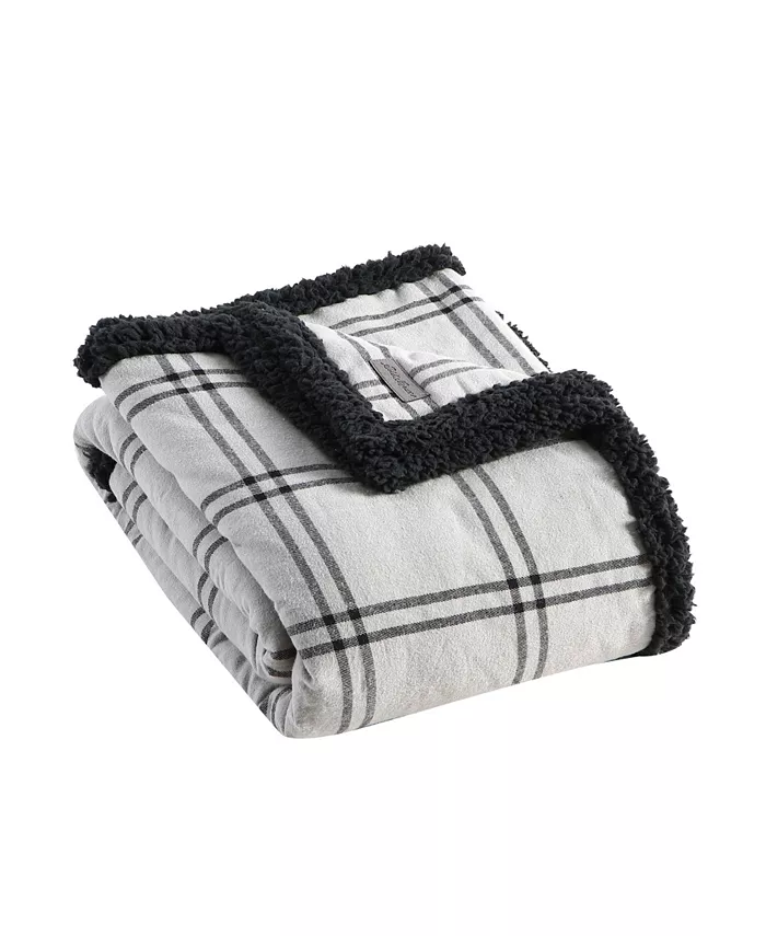 Eddie Bauer Kettle Falls Plaid Cotton Yarn Dye Flannel Reversible Throw Blanket， 60 