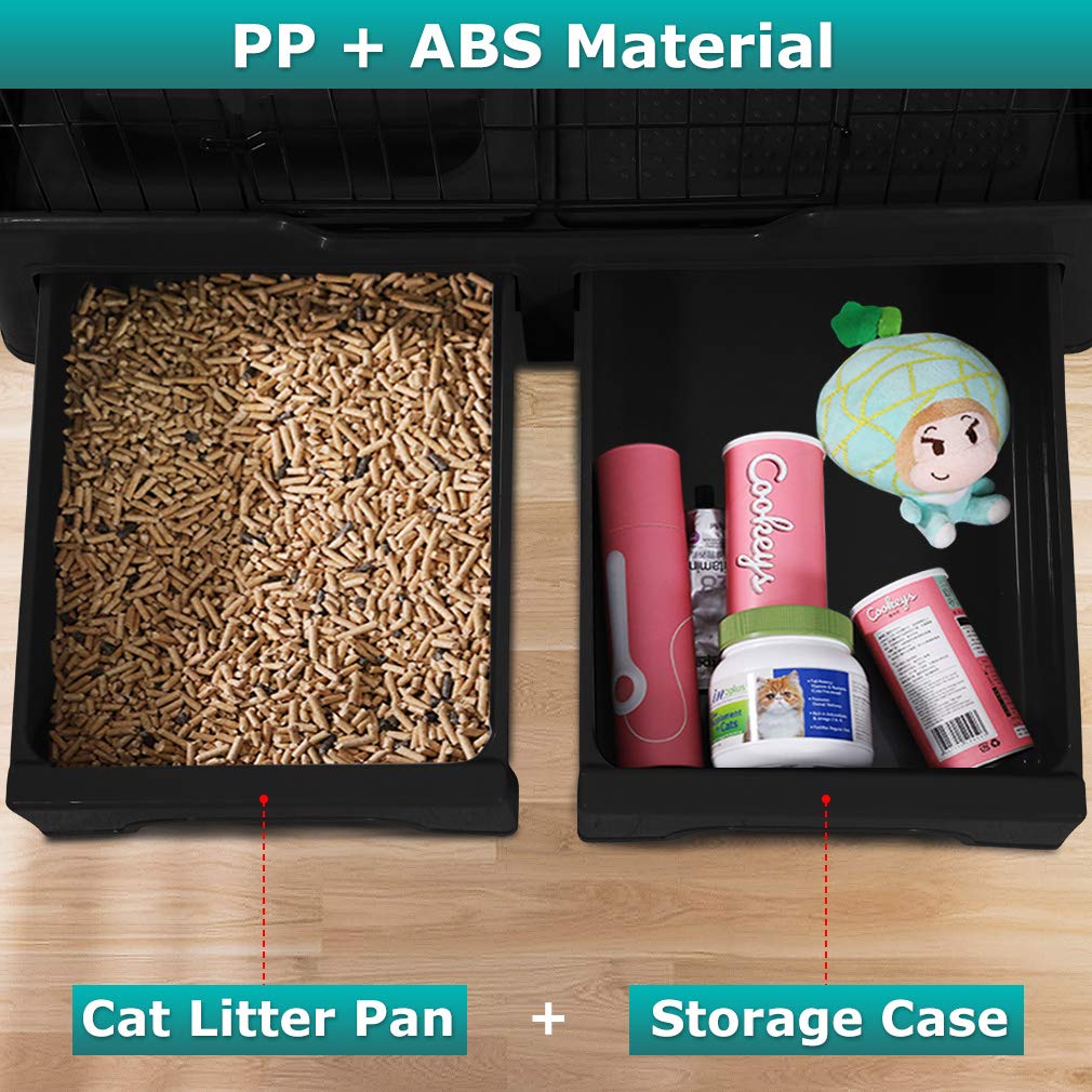 3-Tier Cat Cage Small Playpen Box Kennel Crate with 2 Front Doors， 52.3 Inch Height Cat House Furniture， Black