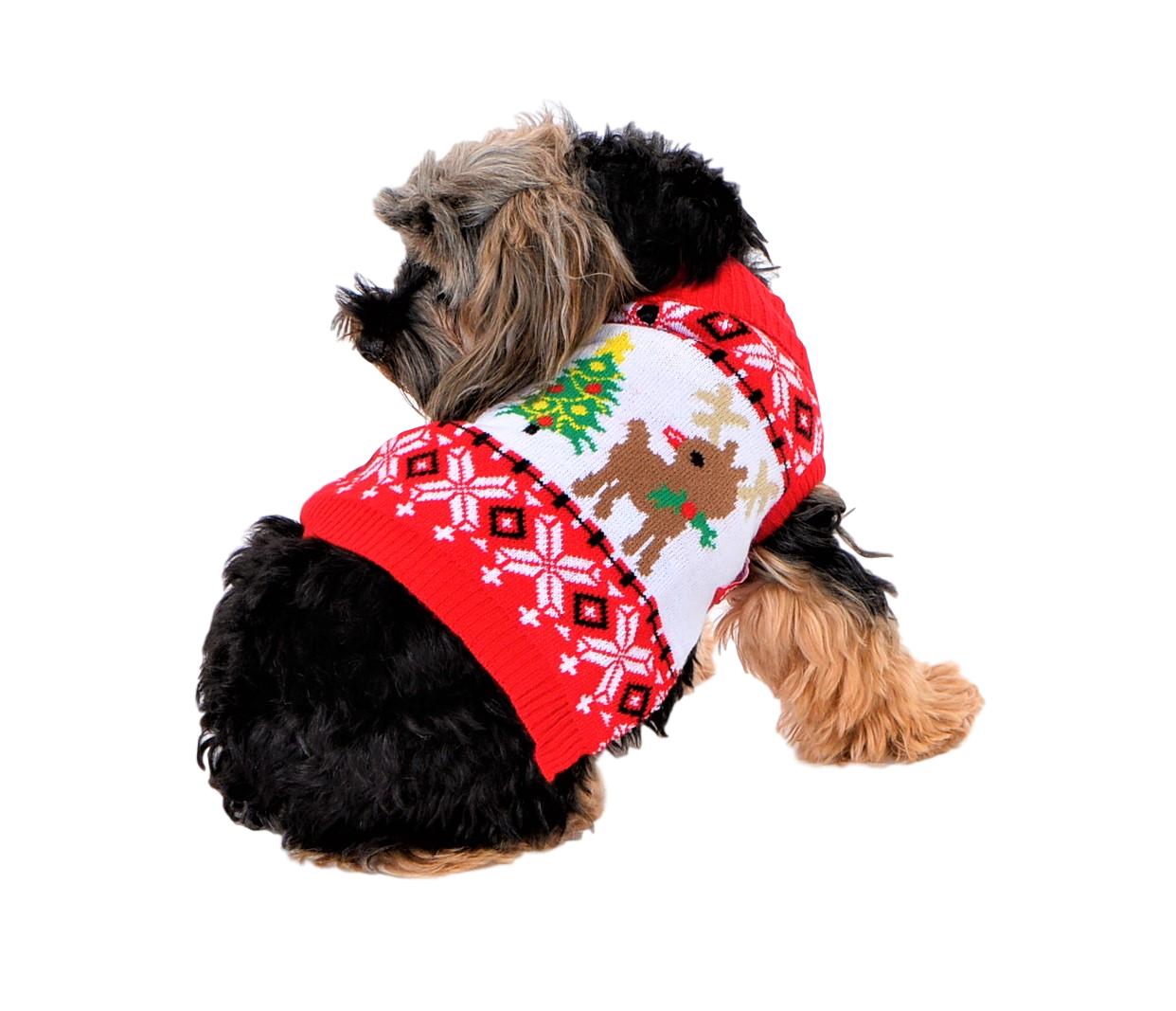 SoCal Look Dogs Christmas Sweaters Deer Pullover Large Red