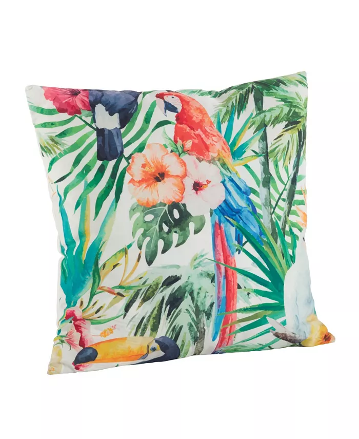 Saro Lifestyle Parrot Printed Decorative Pillow， 18