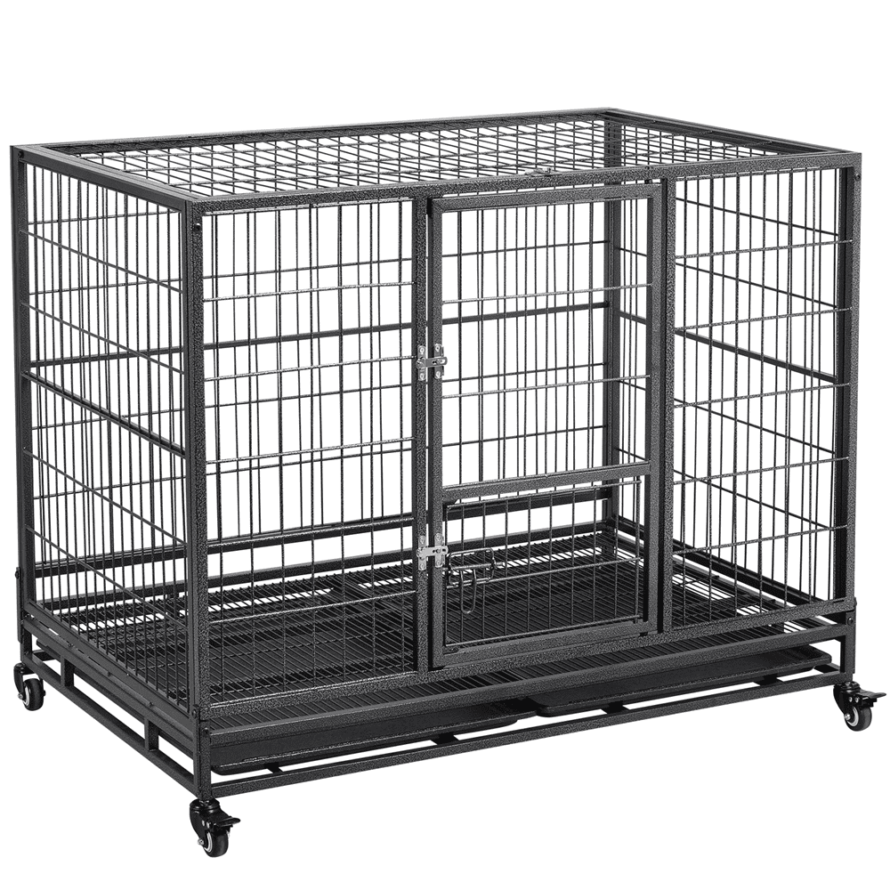 43inch Heavy Duty Metal Dog Cage Kennel，Black