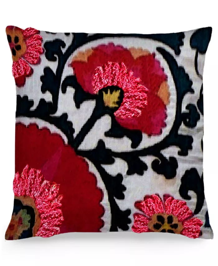 Mod Lifestyles Begonia Flower Digital Print and Embroidery Decorative Pillow， 20