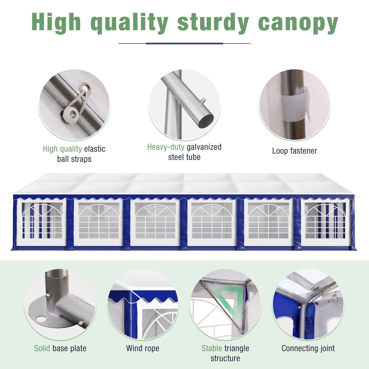 MF Studio 20'X40' Party Tent Outdoor Patio Event Shelter Canopy with 12 Removable Sidewalls, White and Blue