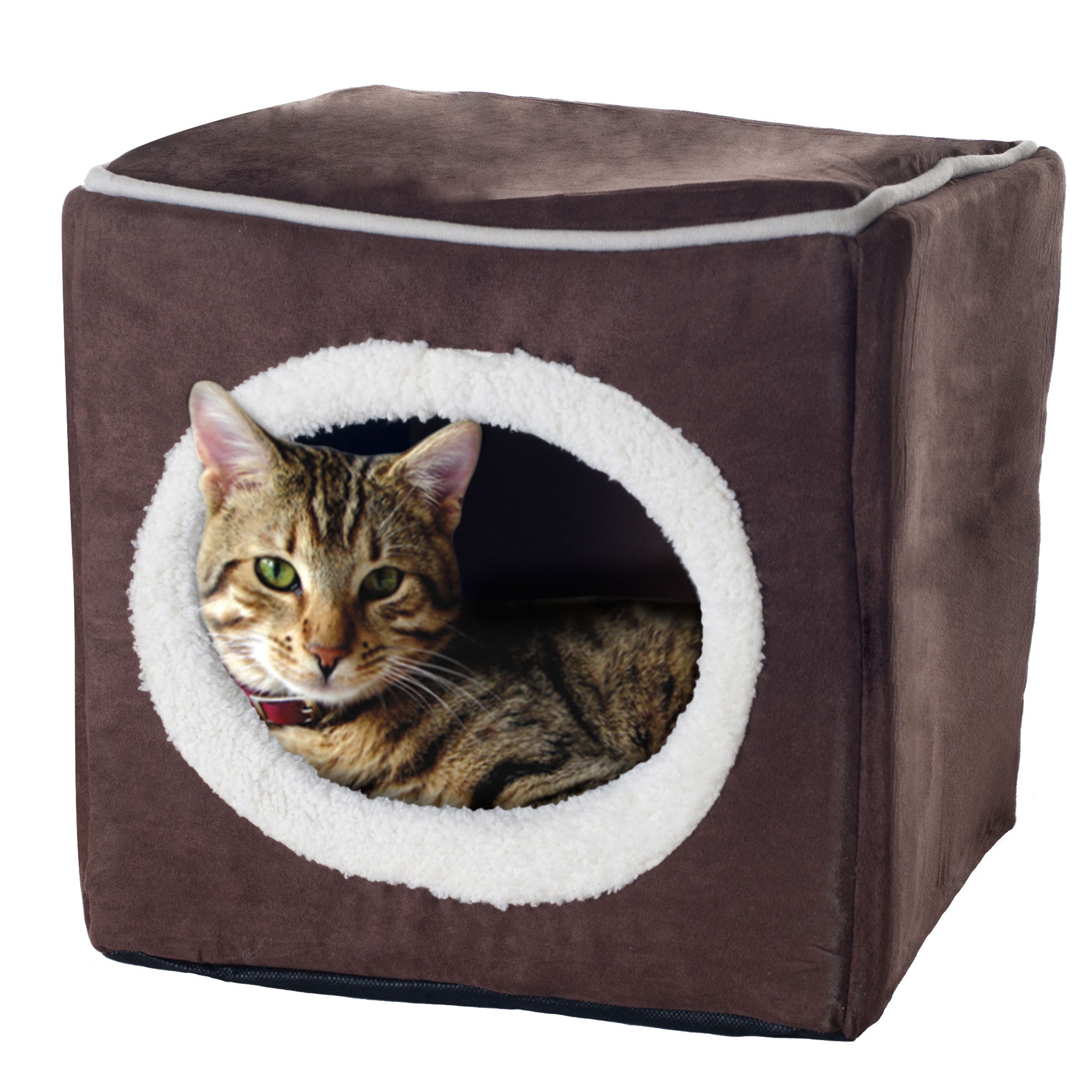PETMAKER Cozy Cave Enclosed Cube Pet Bed Dark Coffee