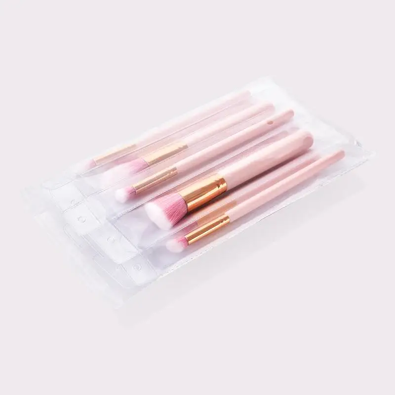 10pcs Pink Wood Handle Eyeshadow Foundation Makeup Brushes Set
