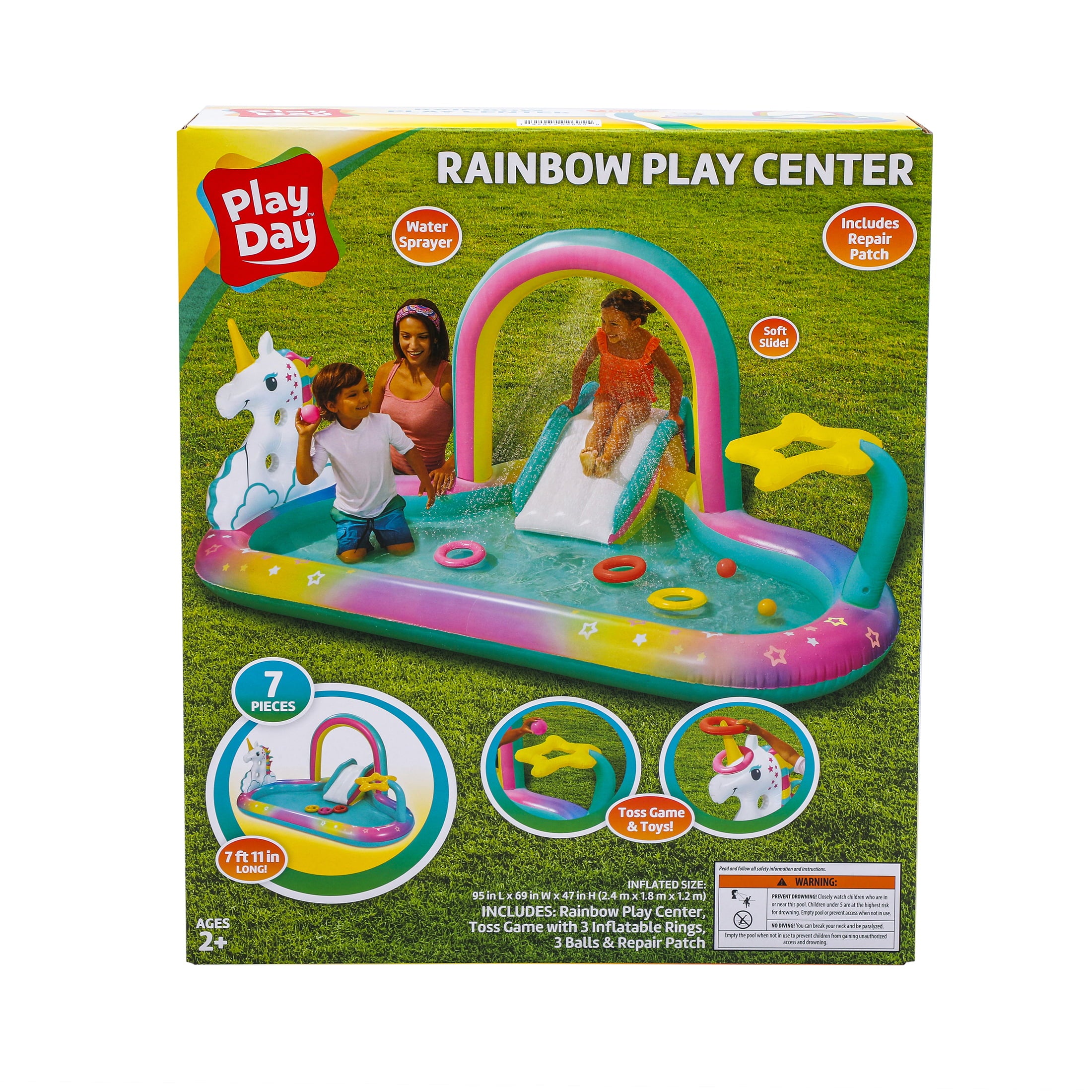 Play Day Round Inflatable Rainbow Play Center， Ages 2 and Up， Unisex