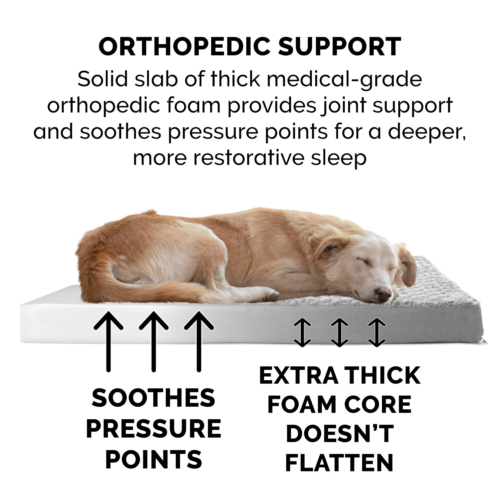 FurHaven Pet Dog Bed | Deluxe Full Support Orthopedic Ultra Plush Mattress Pet Bed for Dogs and Cats， Gray， Large