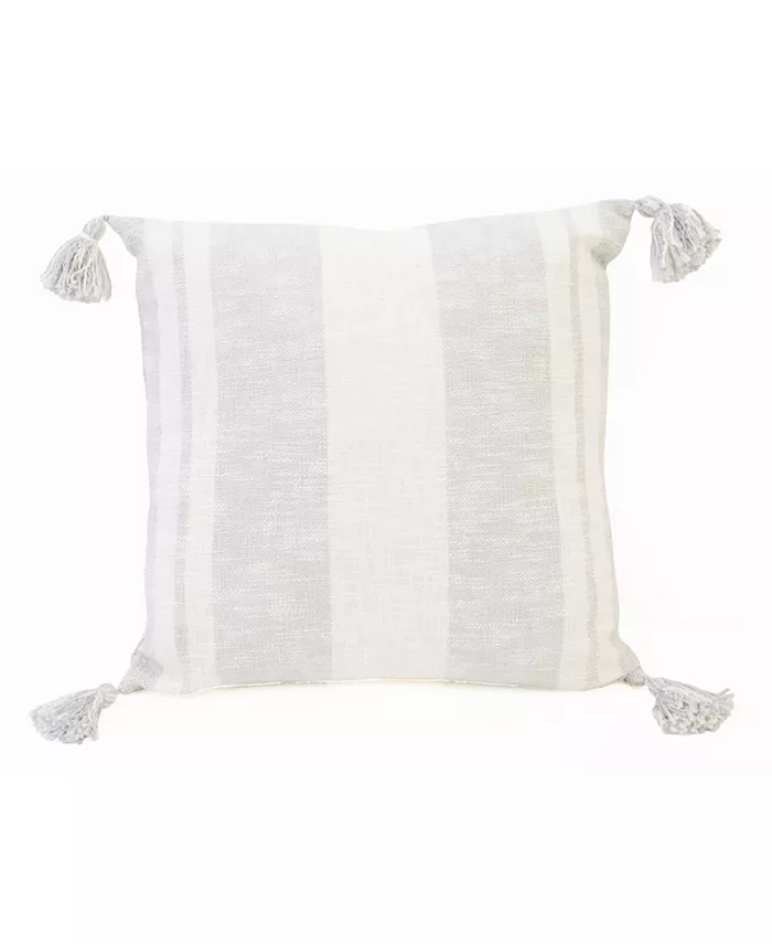 THRO Sophia Stripe Printed Corner Tassel Pillow， 20
