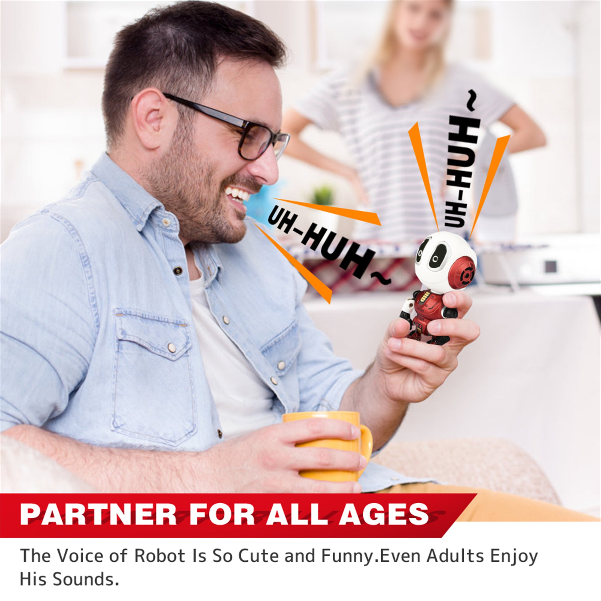 Wupuaait Talking Robot Toy for 3-9 Y Kids with Flexible Body and LED Lights， Red