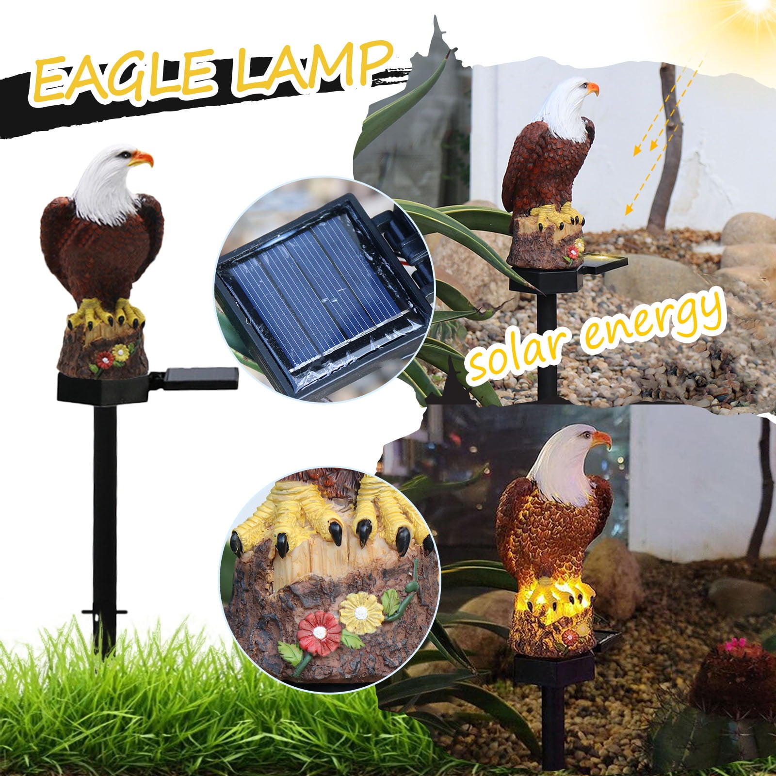 Solar Eagles Ground Plug Lawn Lamp Outdoor Courtyard Garden Decoration Lamp