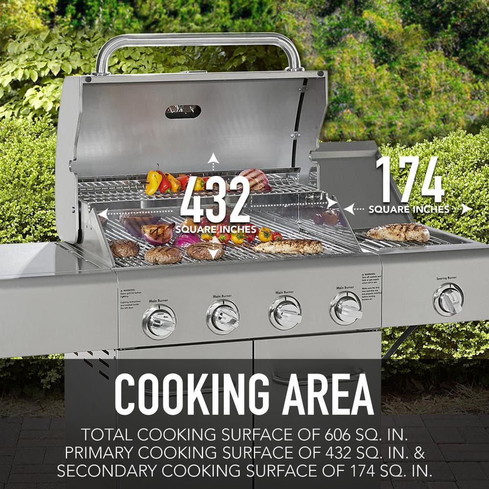 KENMORE 4Burner Searing Side Burner Gas Grill in Stainless Steel