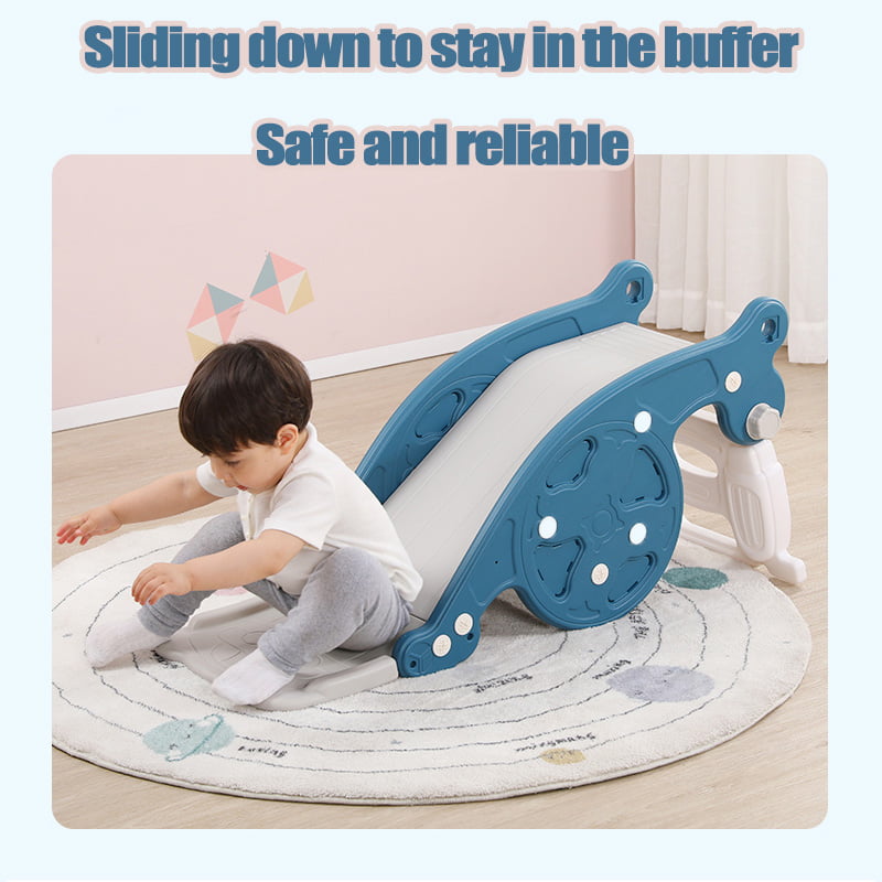 3-in-1Toddler Slide Rocking Toy， Slide for Kids with Foldable Basketball Hoop and Foldable Climber Playground Slide for Both Indoors Outdoor Use (Pink)