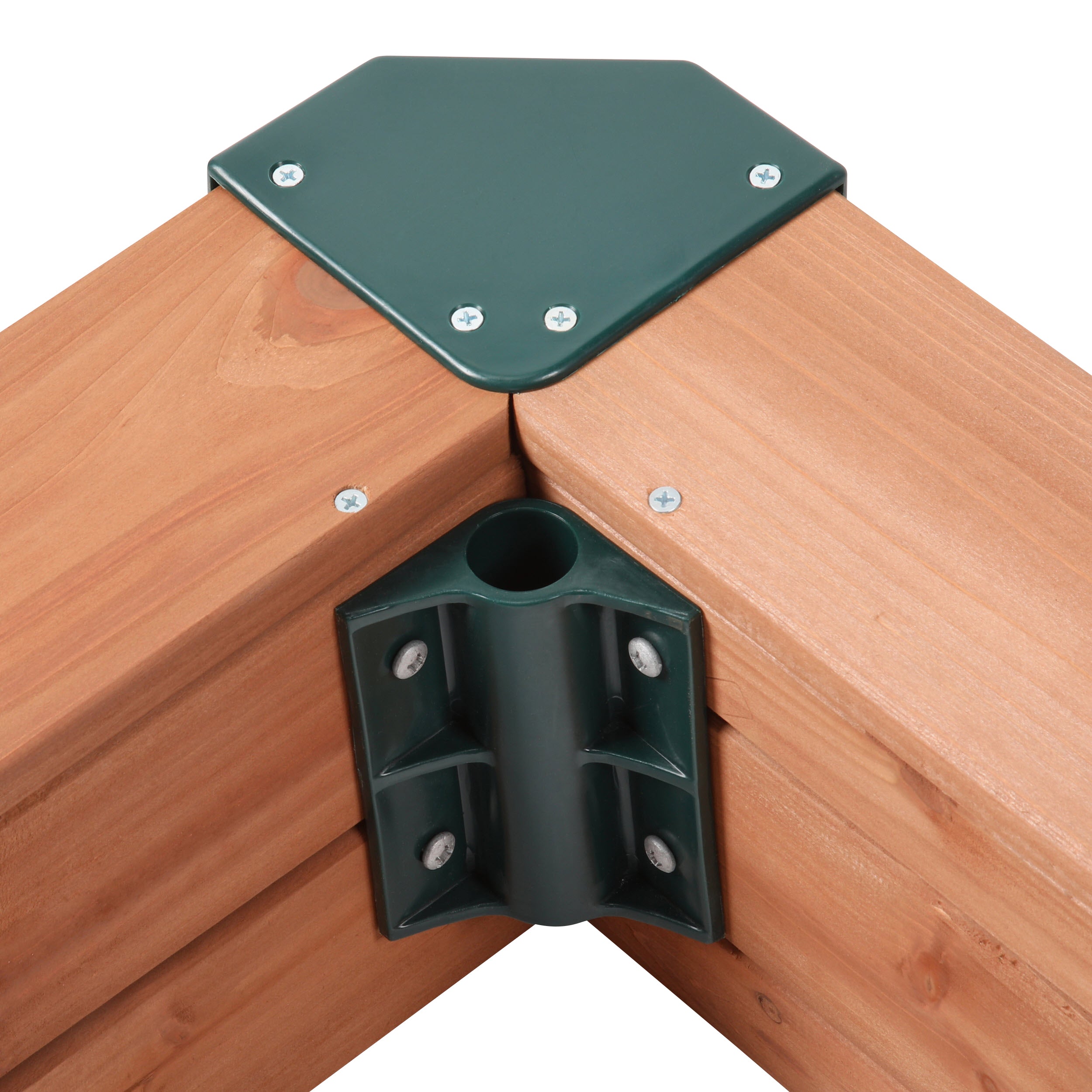 Gorilla Playsets 02-3019 Wooden Interlocking Sandbox with Umbrella and Cover - 45.5 in. W x 45.5 in. D x 8 in. H