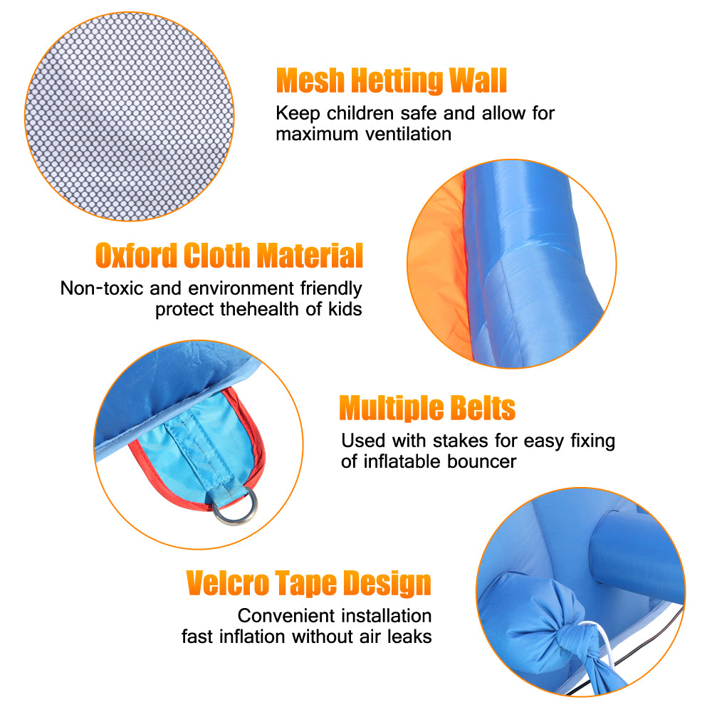 Topcobe Inflatable Bounce House， Kids Water Slide Bouncer Castle with River Race Area， Climbing Wall， Water Cannon， And Hose