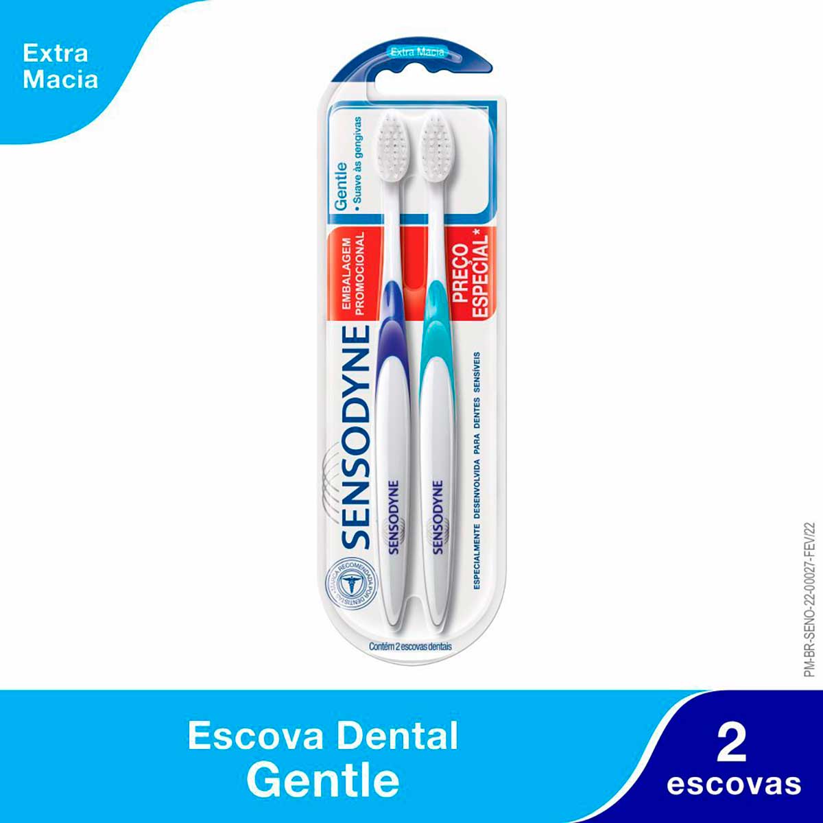 Kit Promocional 2 Escovas Dentais para Dentes Sensiveis Sensodyne Gentle