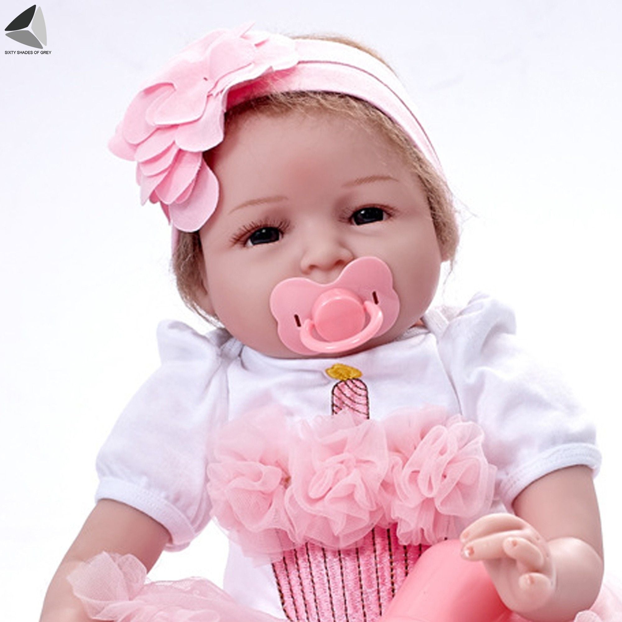 Sixtyshades 22 inch Reborn Baby Dolls Girl Lifelike Smiling And Eyes Open Handmade Newborn Dolls for Toddler Gifts