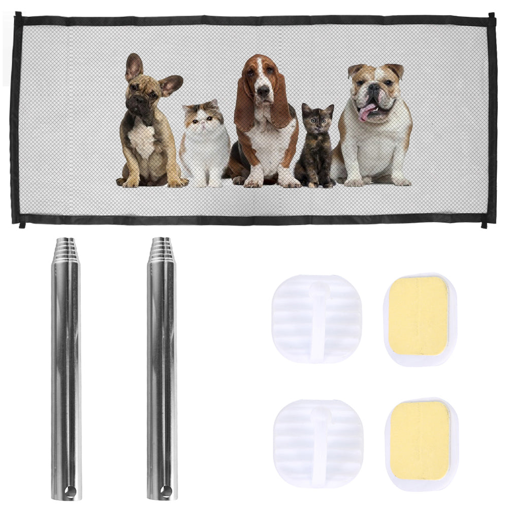 Willstar Retractable Pet Dog Door Mesh Safety Protection Door Baby Staircase Isolation Door 180cmx72cm 110cmx72cm Gray Suitable for Stairs Doorways