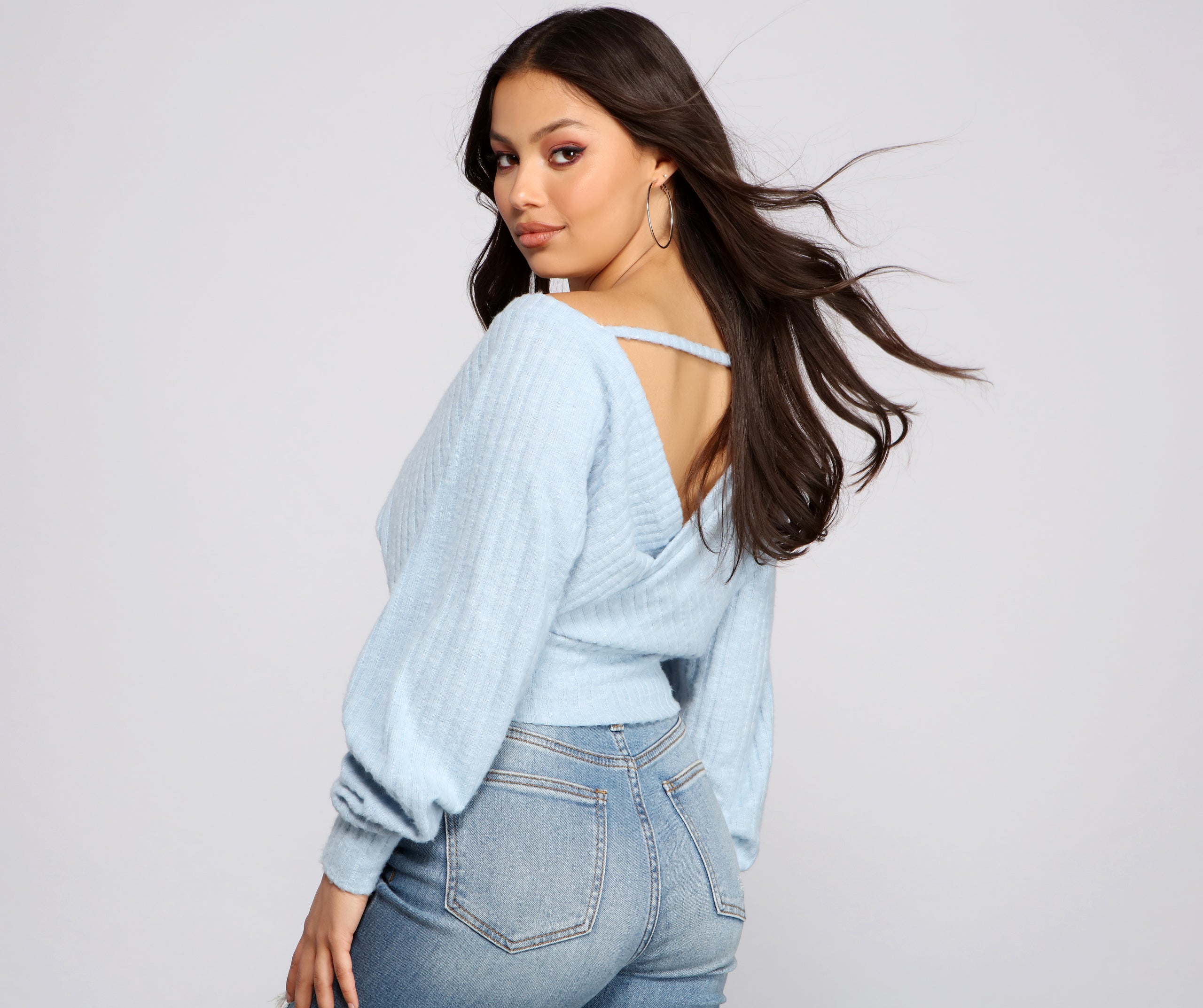 Need For Glam Surplice Ribbed Top