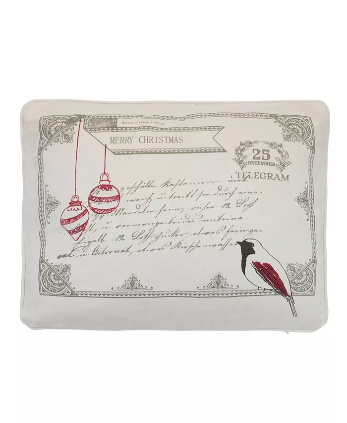 Levtex Holly Bird Postcard Decorative Pillow， 14