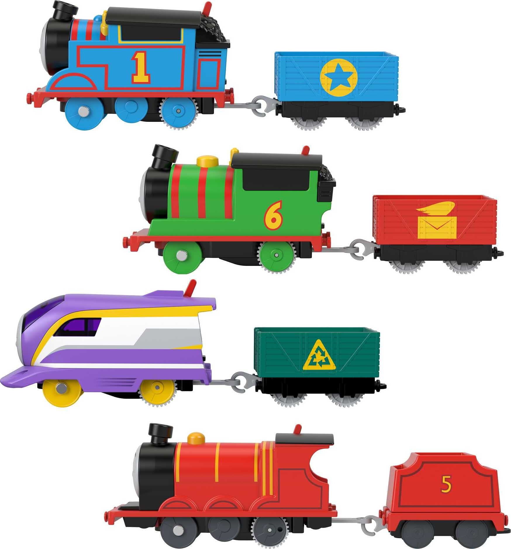 Thomas and Friends Thomas Percy Kana and James Engines Motorized Toy Trains， 4 Vehicles