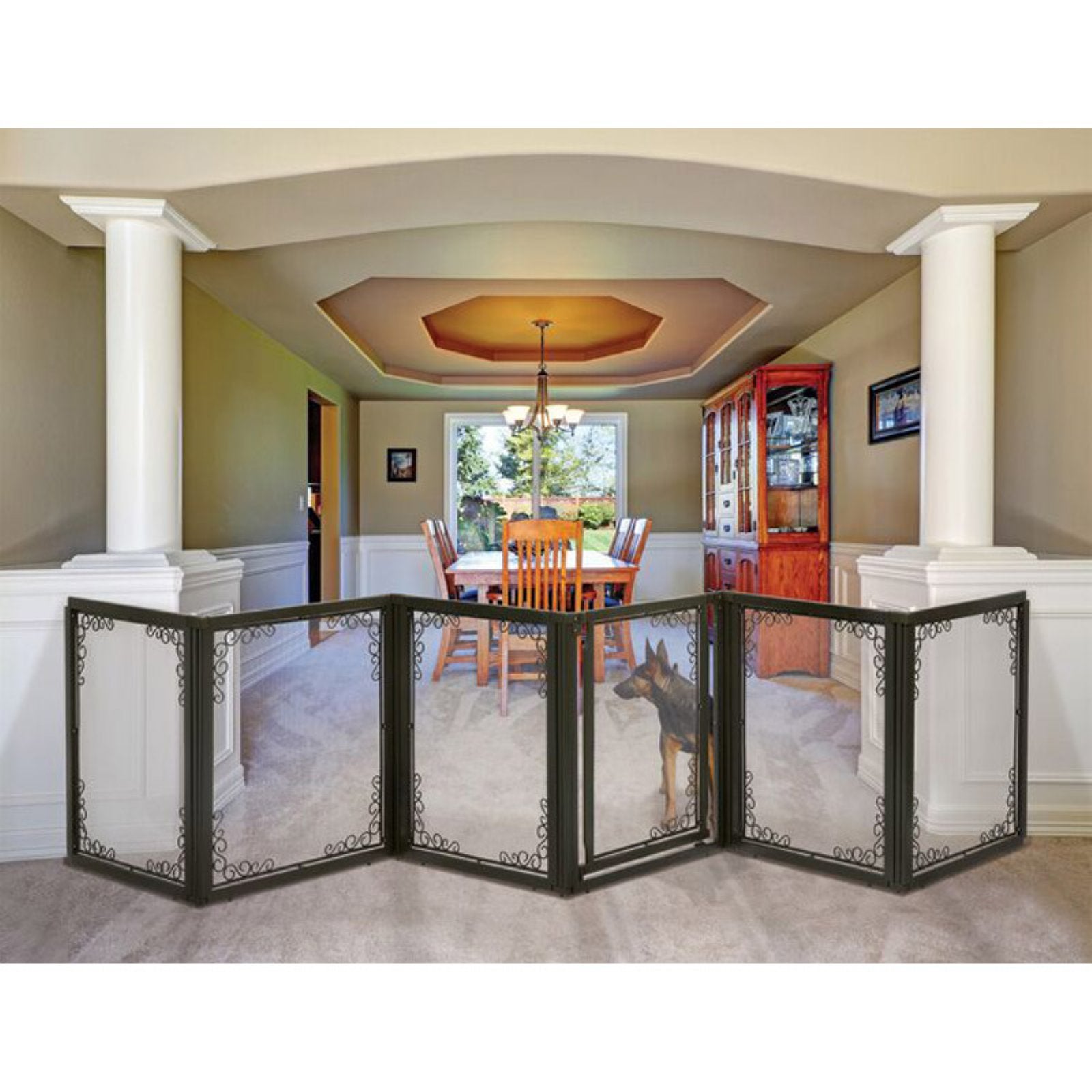 Richell R94937 Convertible Elite Mesh Pet Gate 6 Panelsand#44; Brown