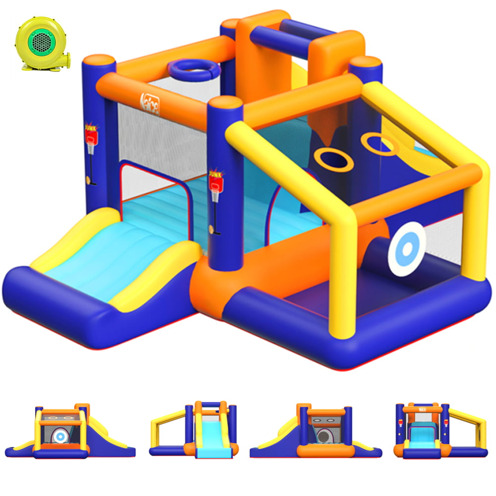 Peradix Inflatable Bounce Houses for Kids 3-12  Years Old with Blower Double Slide Climbing Wall and Ball Pit Outdoor/Indoor Bouncy House