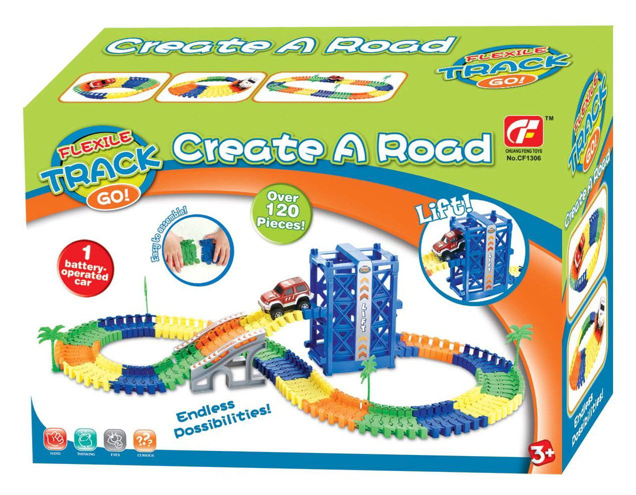 Magic Track Car Flexible with Lift Create Your Own Track 120 Pcs