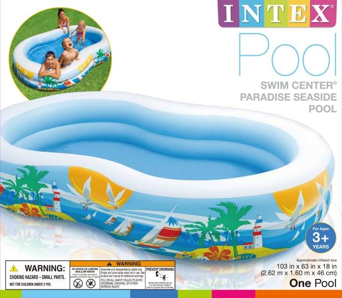 Intex 103in x 63in Swim Center Inflatable Paradise Seaside Kiddie Pool (3 Pack)