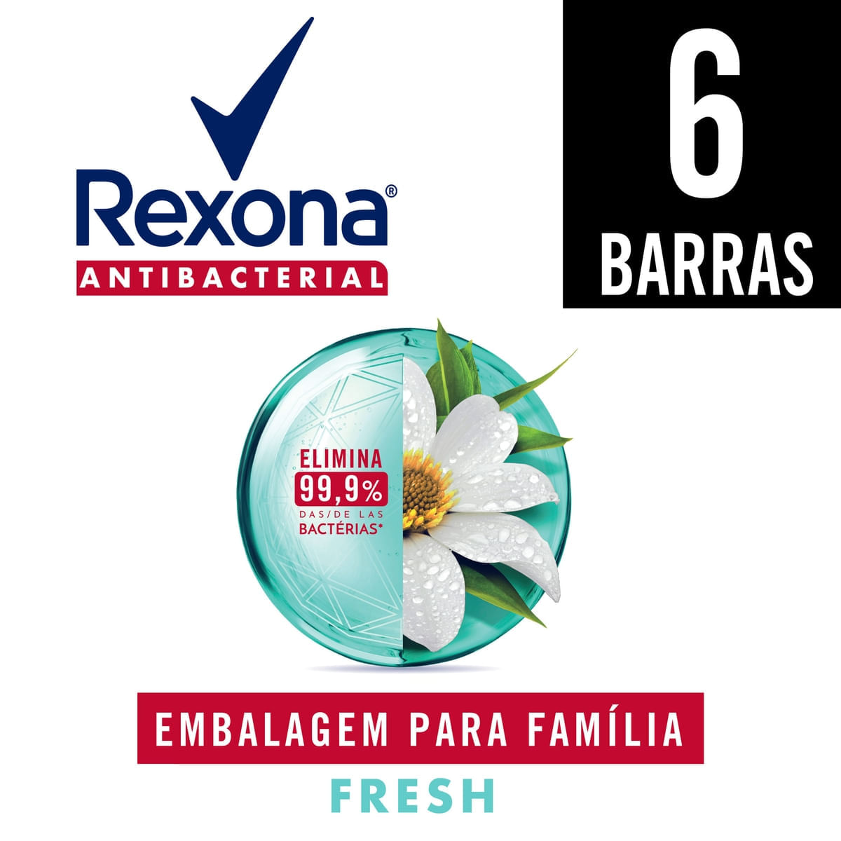 Sabonete em Barra Rexona Antibacteriano Fresh Elimina ate 99,9% das Bacterias 84 g 6 unidades