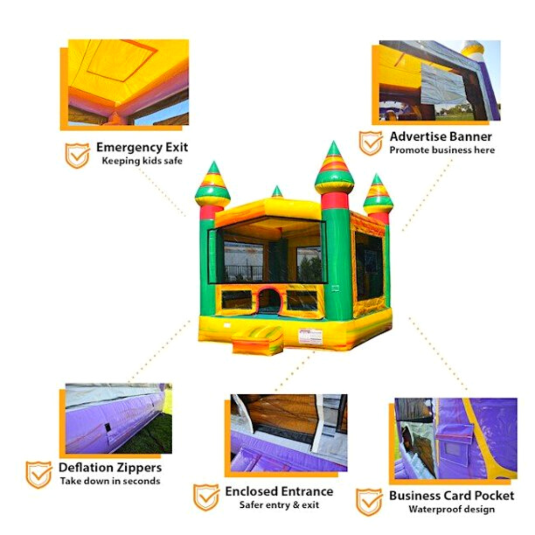JumpOrange Fiesta Inflatable Bounce House for Kids and Adults (13' x 13')， Commercial Grade
