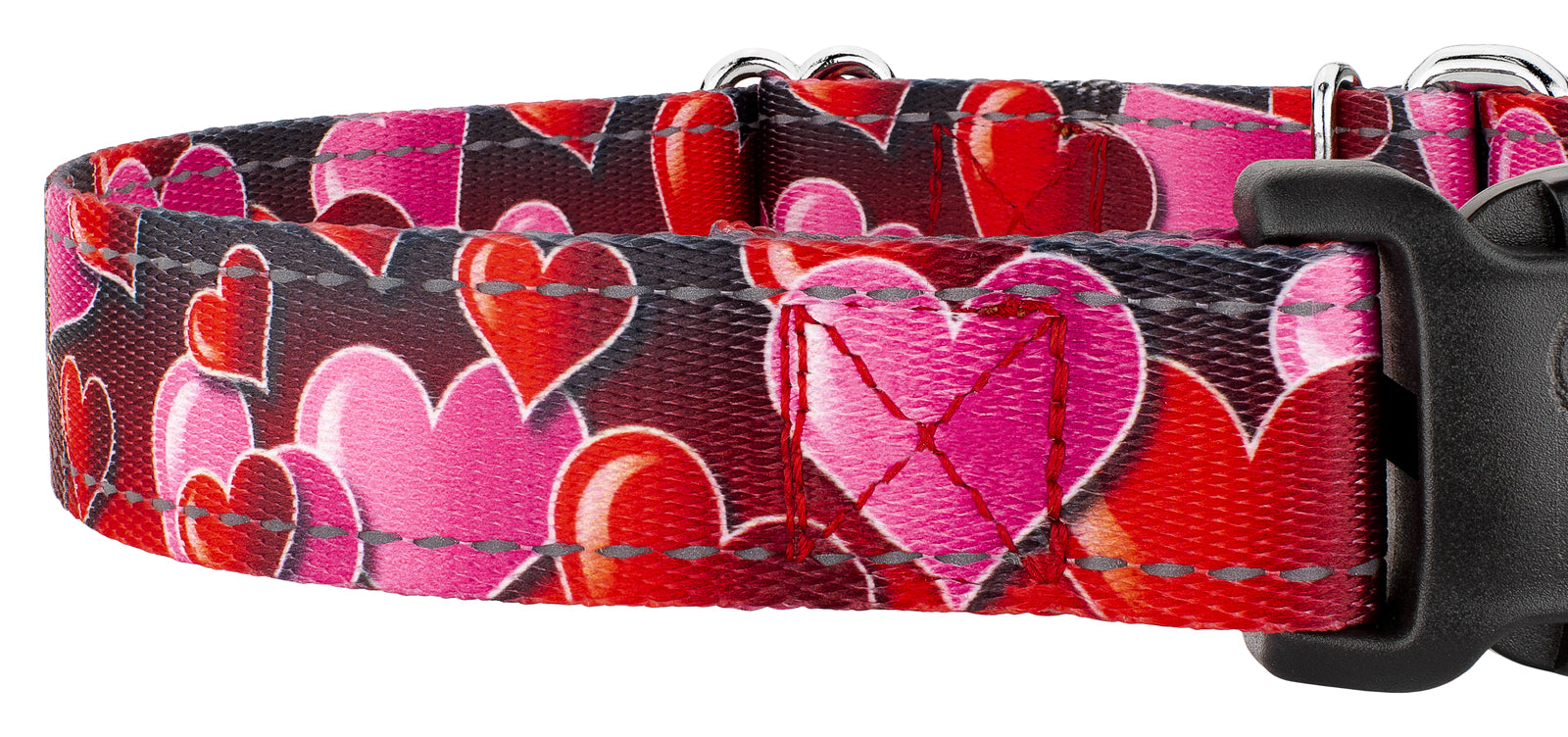 Country Brook Petz® Romantic Hearts Reflective Martingale Dog Collar with Deluxe Buckle， Extra Large