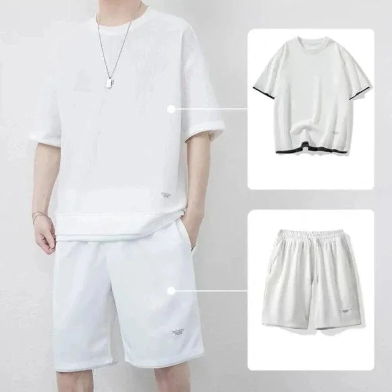 Conjunto Unissex CoolBreeze™ em Seda Gelo com Camiseta + Shorts