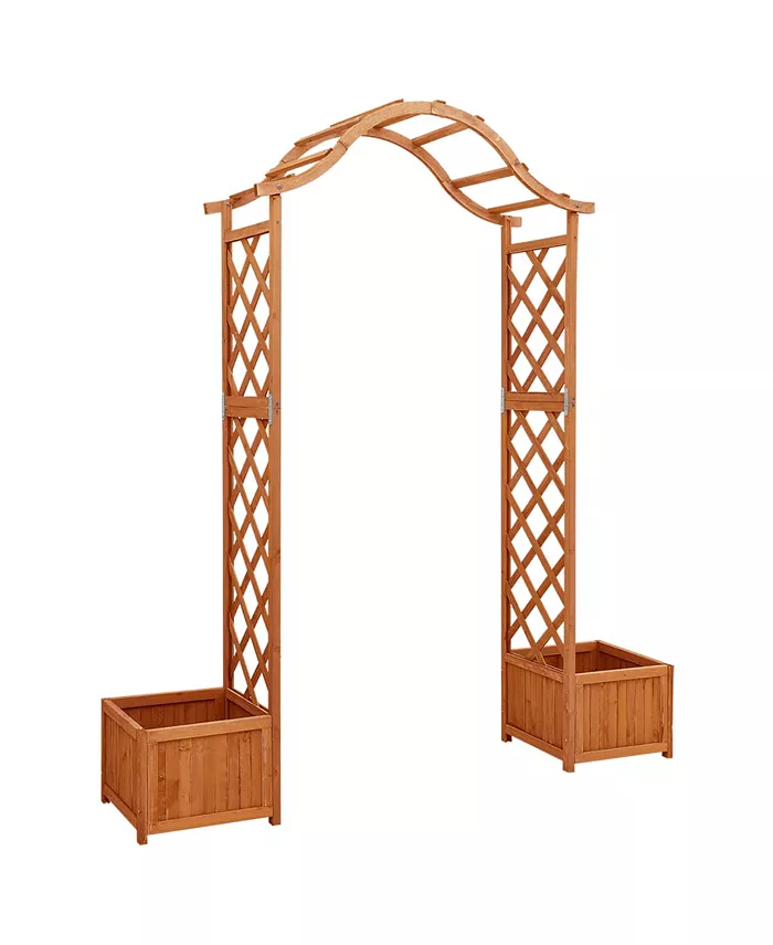 vidaXL Garden Pergola with Planter Solid Firewood