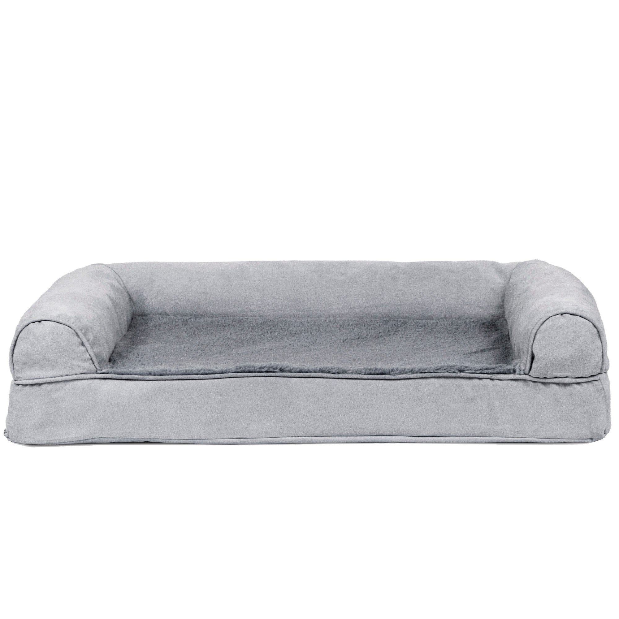 FurHaven Pet Products | Orthopedic Plush and Suede Sofa Pet Bed for Dogs and Cats， Gray， Medium