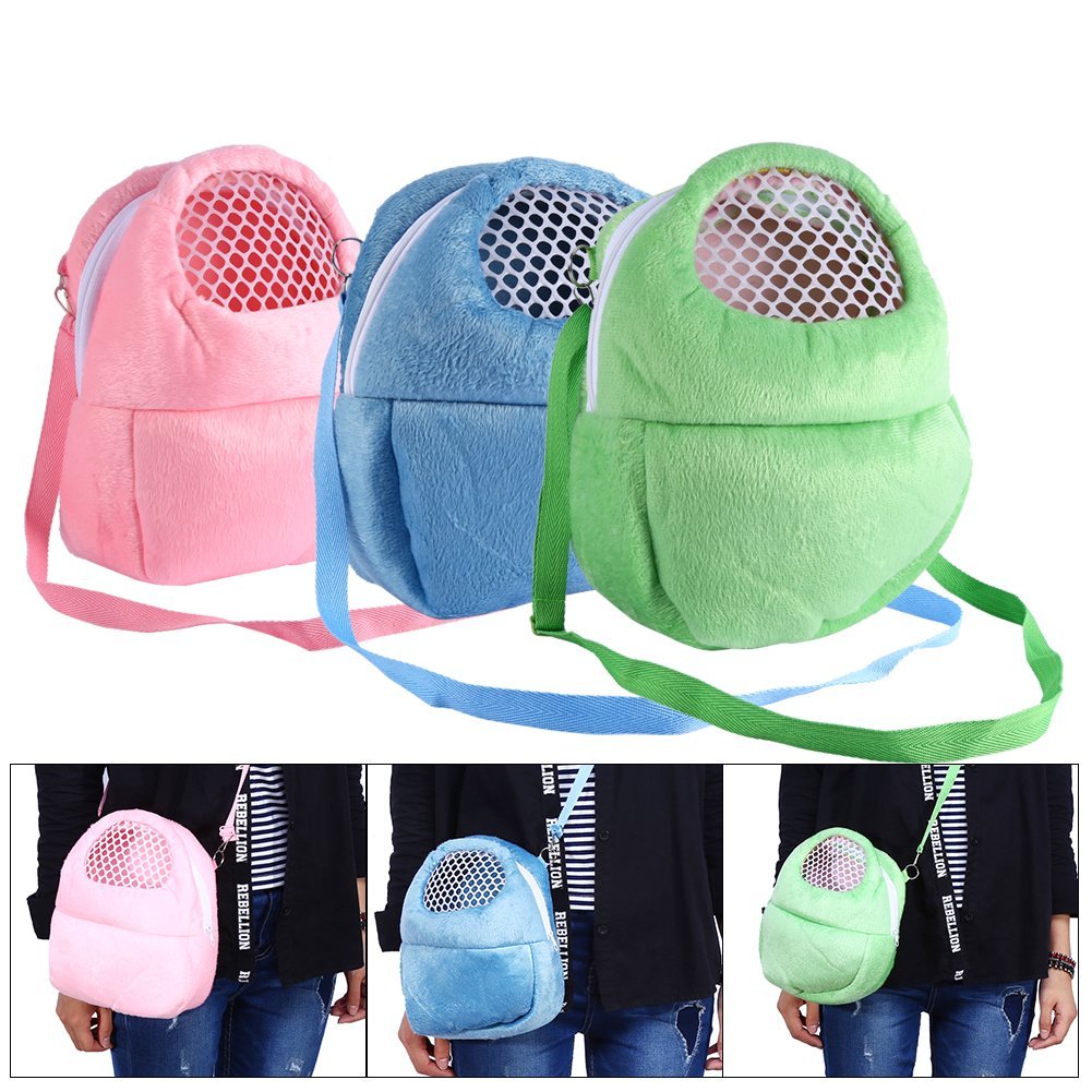 EECOO Breathable Shoulder Strap Portable Travel Handbag Backpack Small Pet Carrier Bag Animal Outgoing Bag for Hedgehog Hamster Mouse Rat Sugar Glider Squirrel Chinchilla Rabbit， Pink (M)