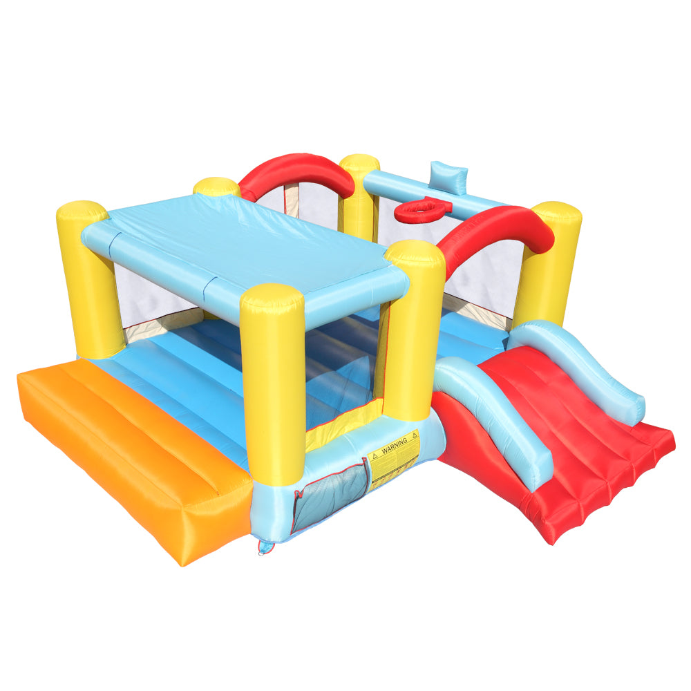 Topcobe Inflatable Bounce House for kids， Castle Jumper Bouncer Castle with Water Slide Pool， Basketball Hoop， 3 Balls