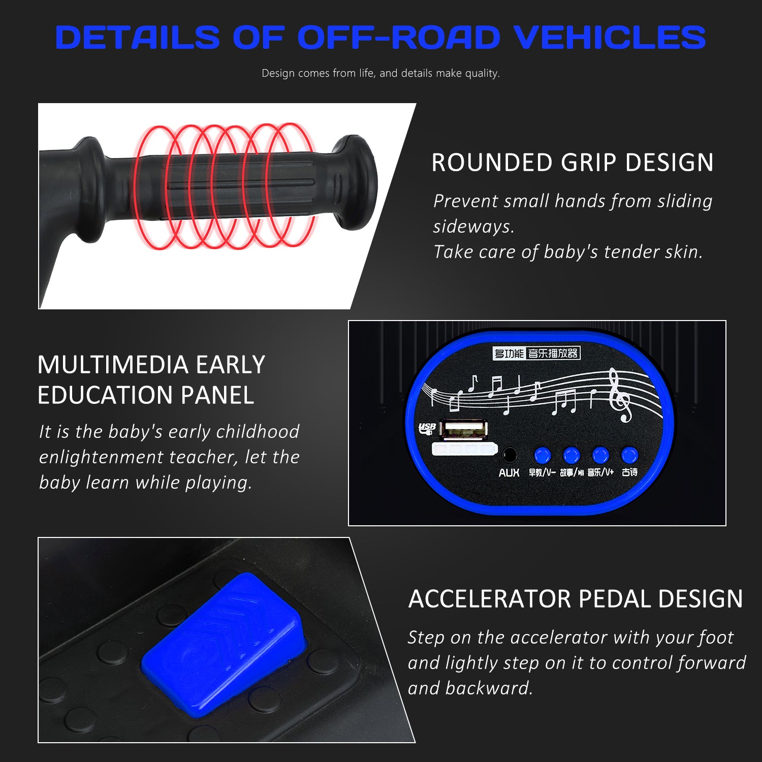 Werseon Kids Ride On ATV，Electric 4-Wheeler Car，6V Battery Powered Electric Vehicle with LED Lights， Blue