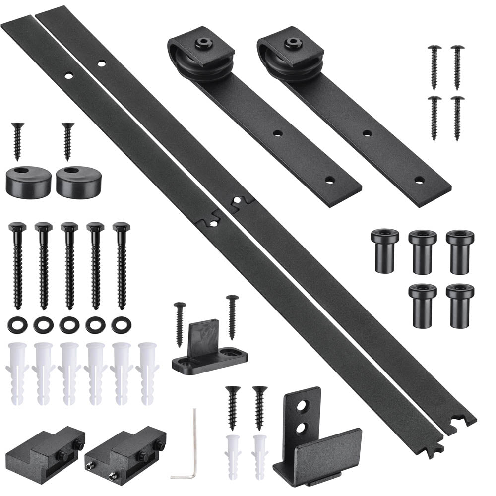 Yescom 5 ft Mini Sliding Barn Door Hardware 2-Rollers Track Kit