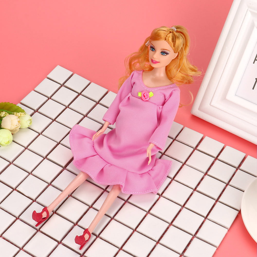 〖Follure〗Pink Dress Real Pregnant Doll Suit Doll Have A Baby In Her Tummy
