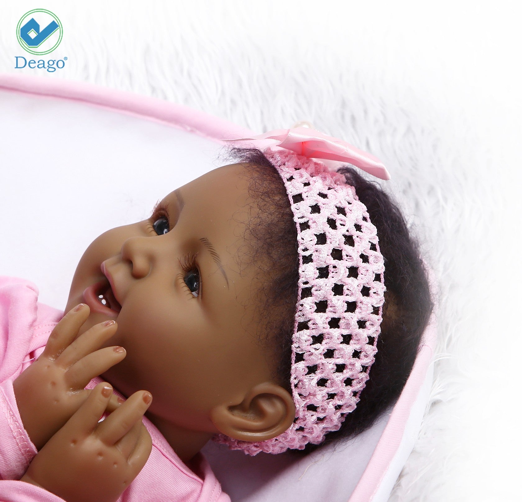 Deago 22Inch Reborn Baby Dolls Lifelike Newborn Realistic Simulation Black Indian Style Soft Vinyl Child Playmate