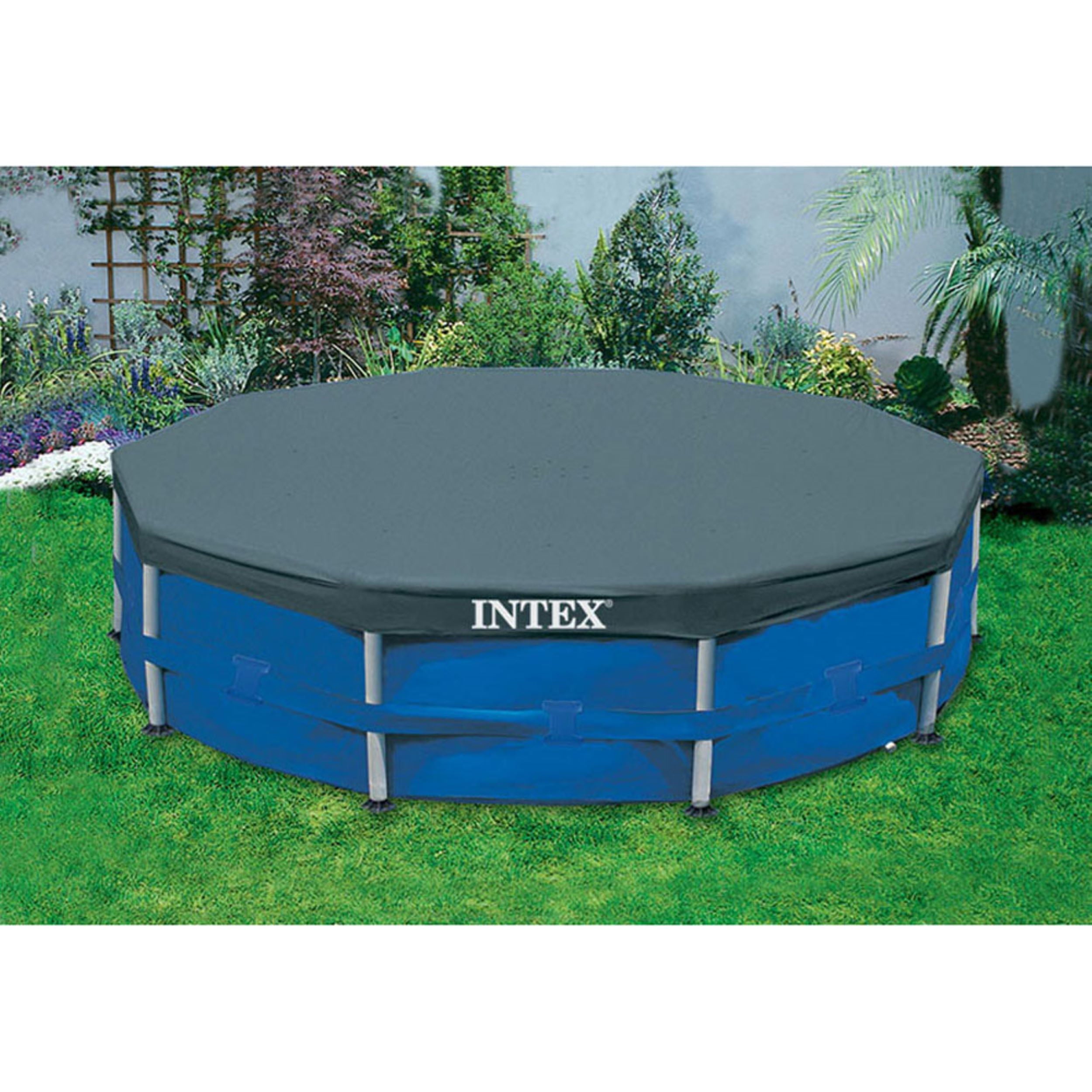 Intex 10ft Round Swimming Pool Cover and Easy Set 10ft x 30in Inflatable Pool