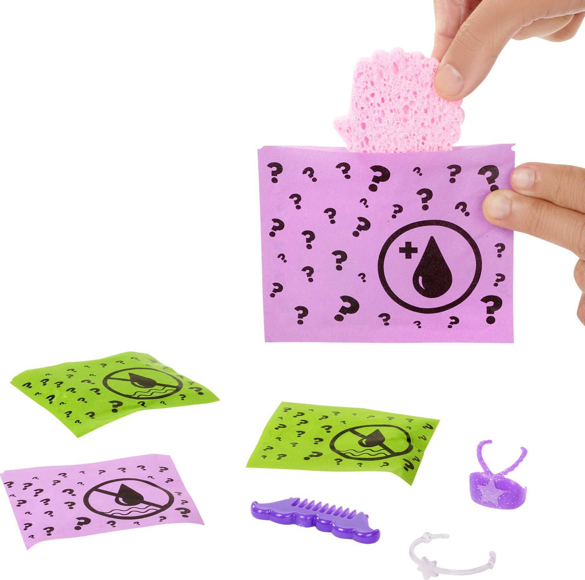 Barbie Chelsea Color Reveal Rainbow Mermaid Series Small Doll with 6 Surprises & Color Change