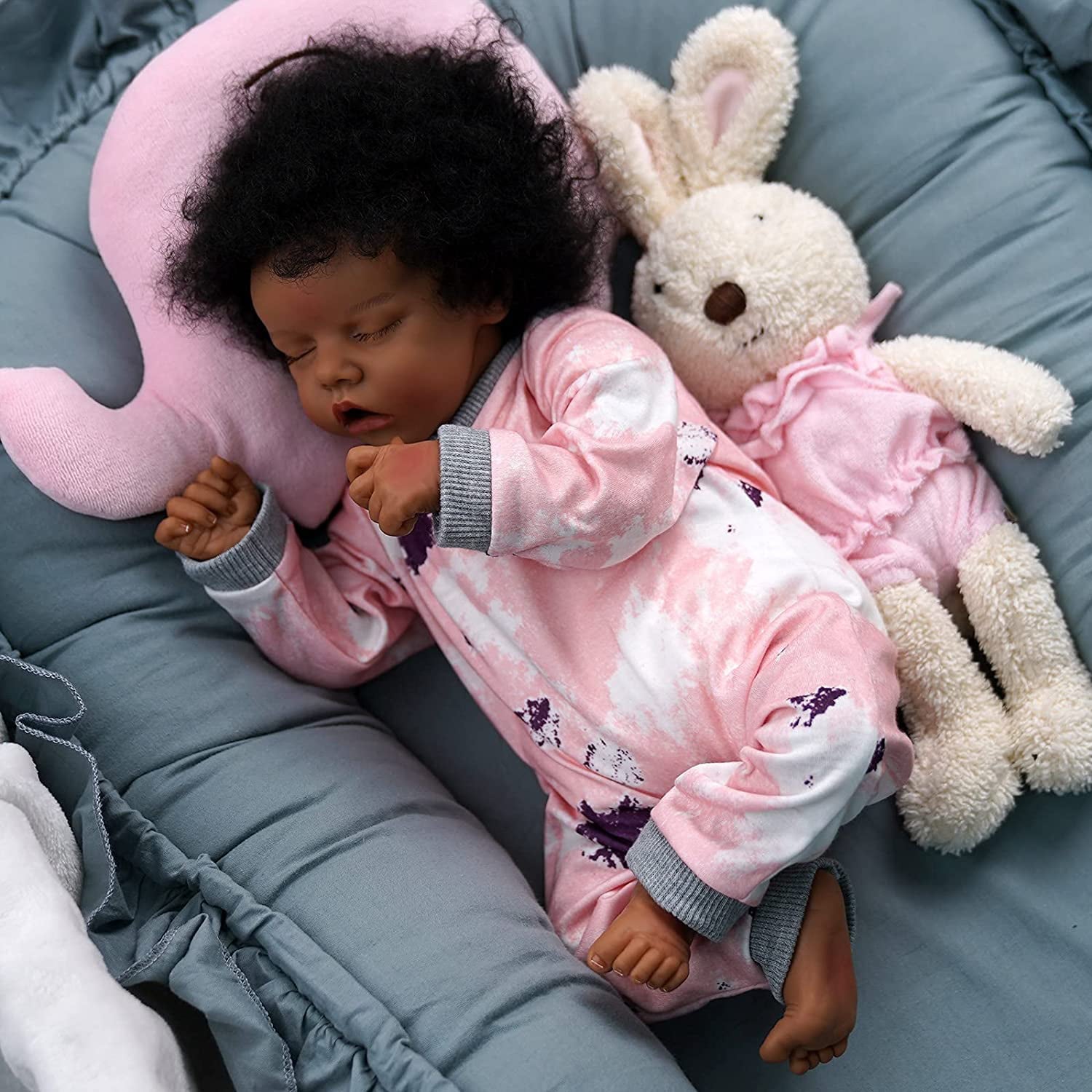 Reborn Baby Dolls Black 17 inch Realistic Newborn Baby Dolls African American Real Life Baby Dolls Cloth Body for Kids Age 3+