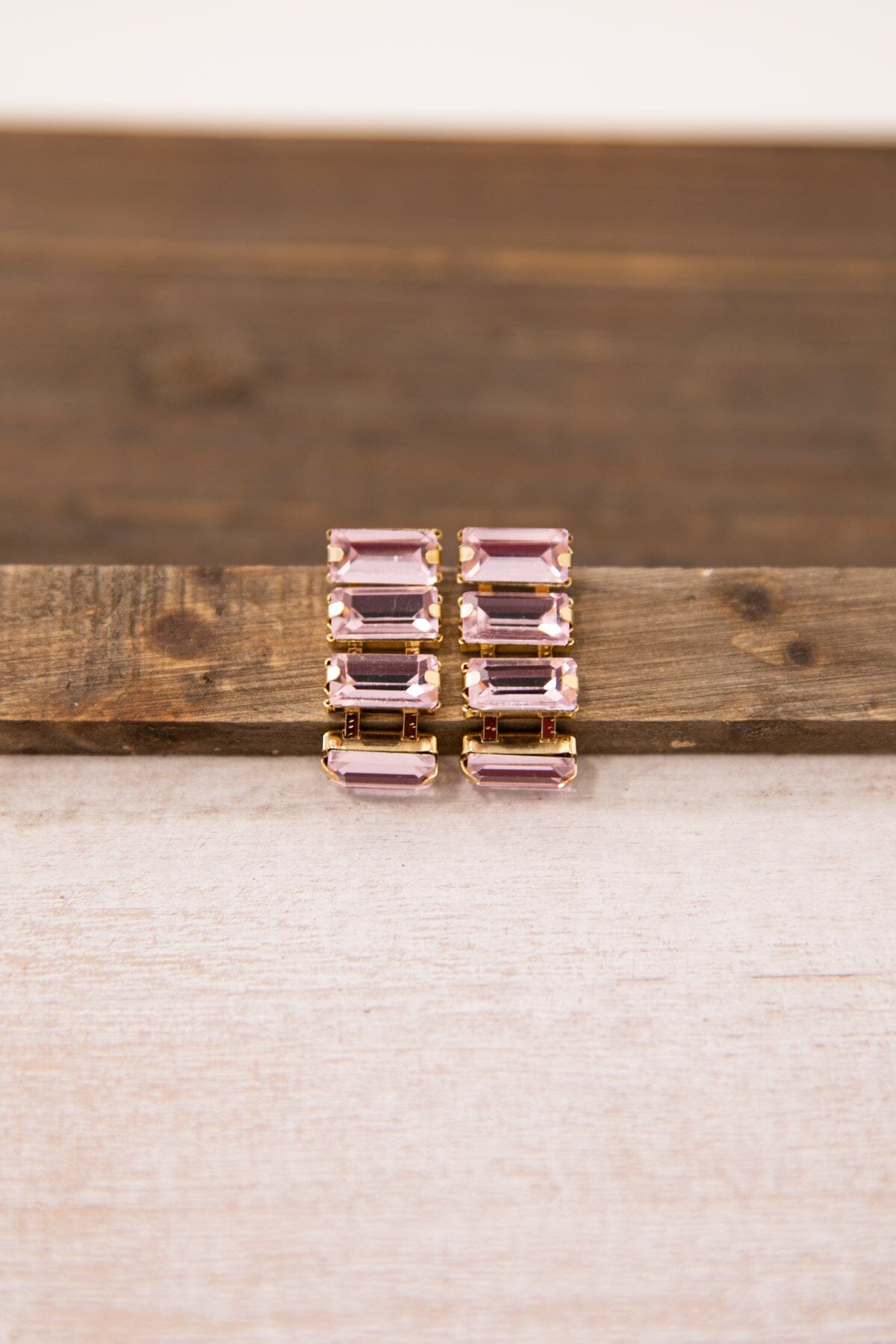 Lavender Rectangle Baguette Stone Earrings