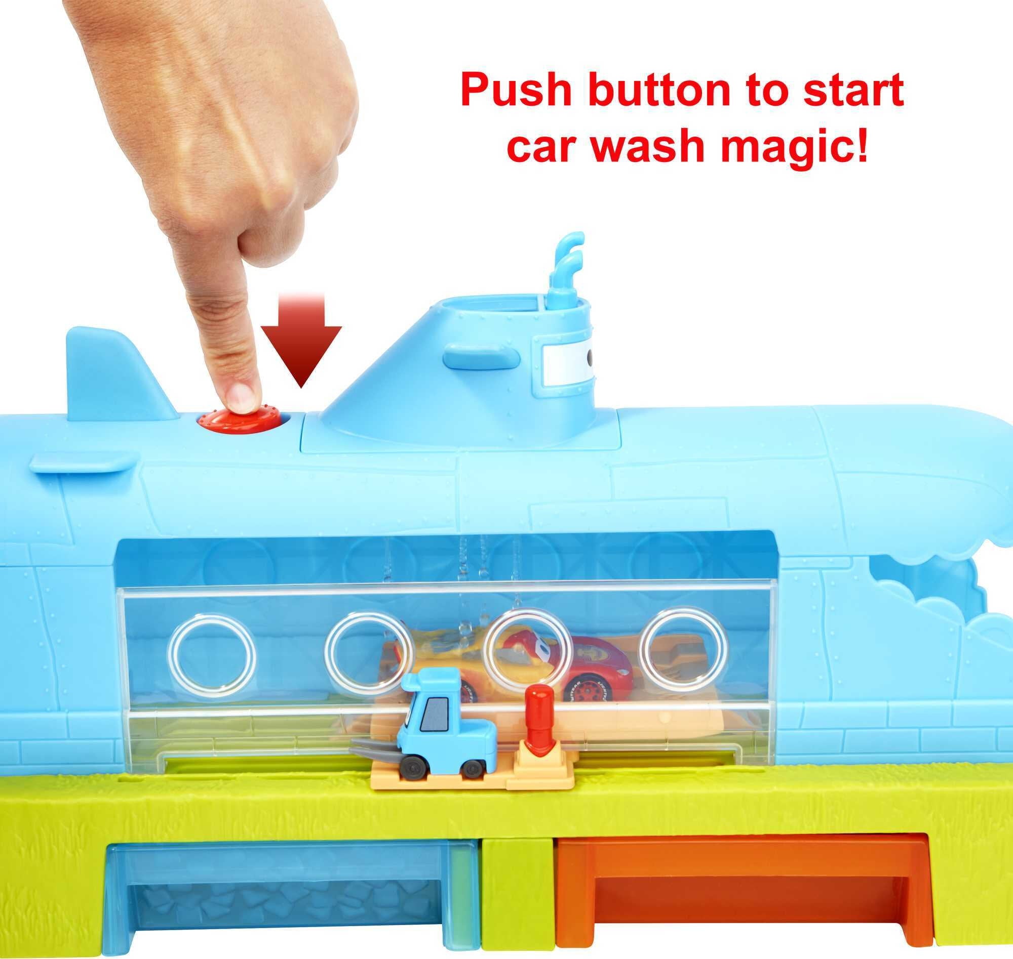 Disney and Pixar Cars Submarine Car Wash Playset with Color-Change Lightning McQueen Toy Car