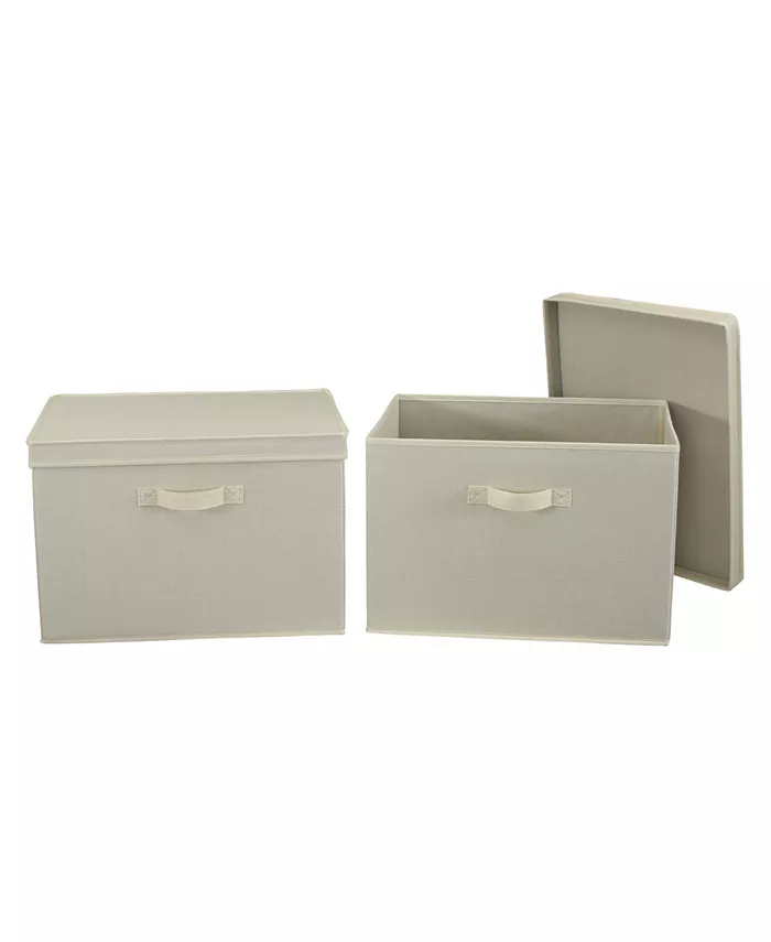 Household Essentials Wide Storage Box with Lid Box， Set of 2