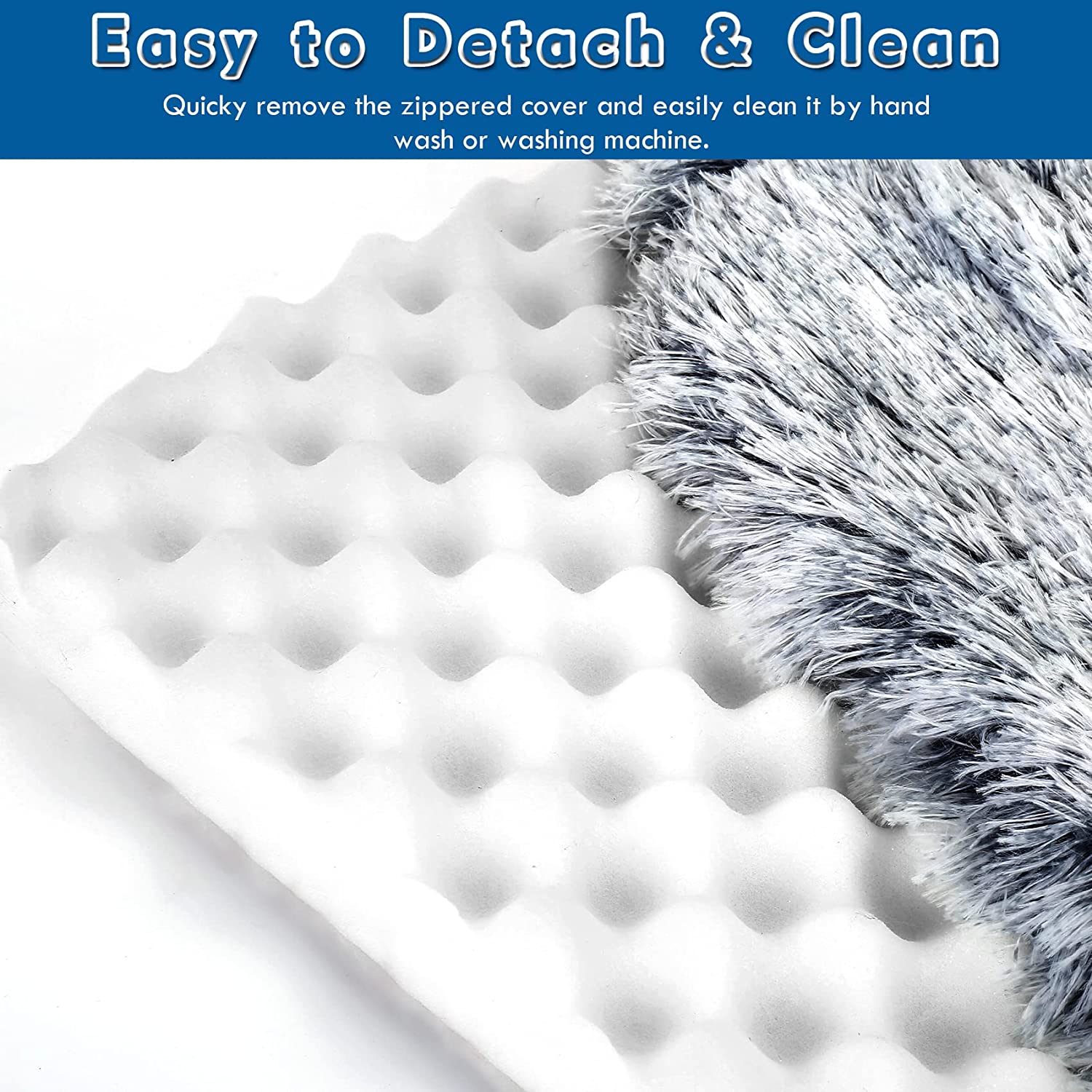 Cat Bed with Blanket Attached，33.5*27.6’’ Small Pet Dog Bed，Cozy Cuddler Mat for Puppy Cat with Washable Cover (Gray-White)