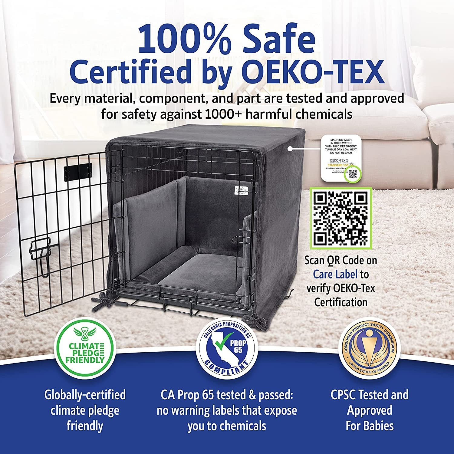 Pet Dreams 3 Piece Set - Non Toxic Dog Bedding for Dog Crate! Washable Dog Crate Cover， Dog Crate Mat and Dog Crate Bumper for Single Door Wire Dog Kennel， Good for Car Travel， Graphite Grey， X...